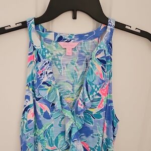 Floral Blue Sleeveless Dress